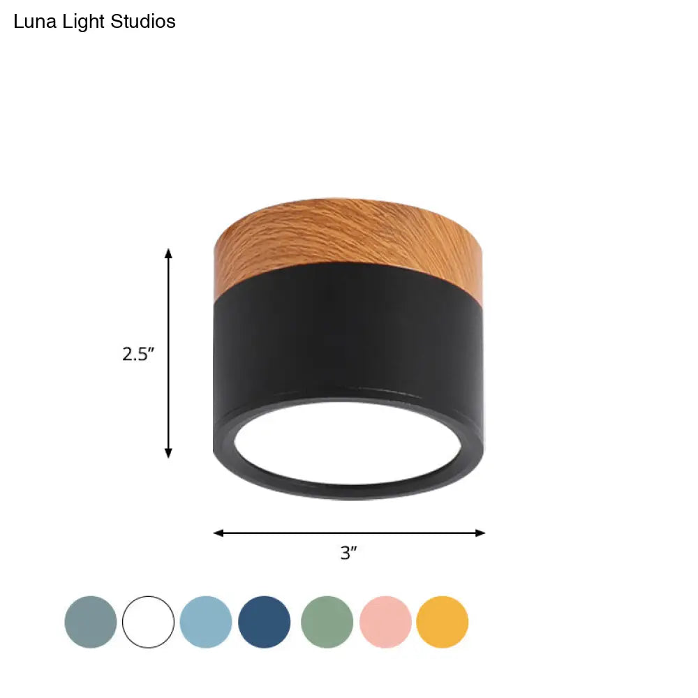 Flush Mount Ceiling Light Compact Cylindrical Metal Energy-Efficient LED