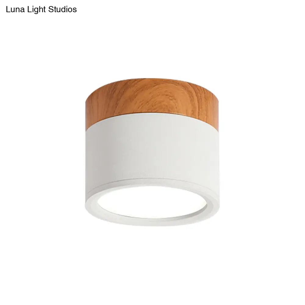 Flush Mount Ceiling Light Compact Cylindrical Metal Energy-Efficient LED
