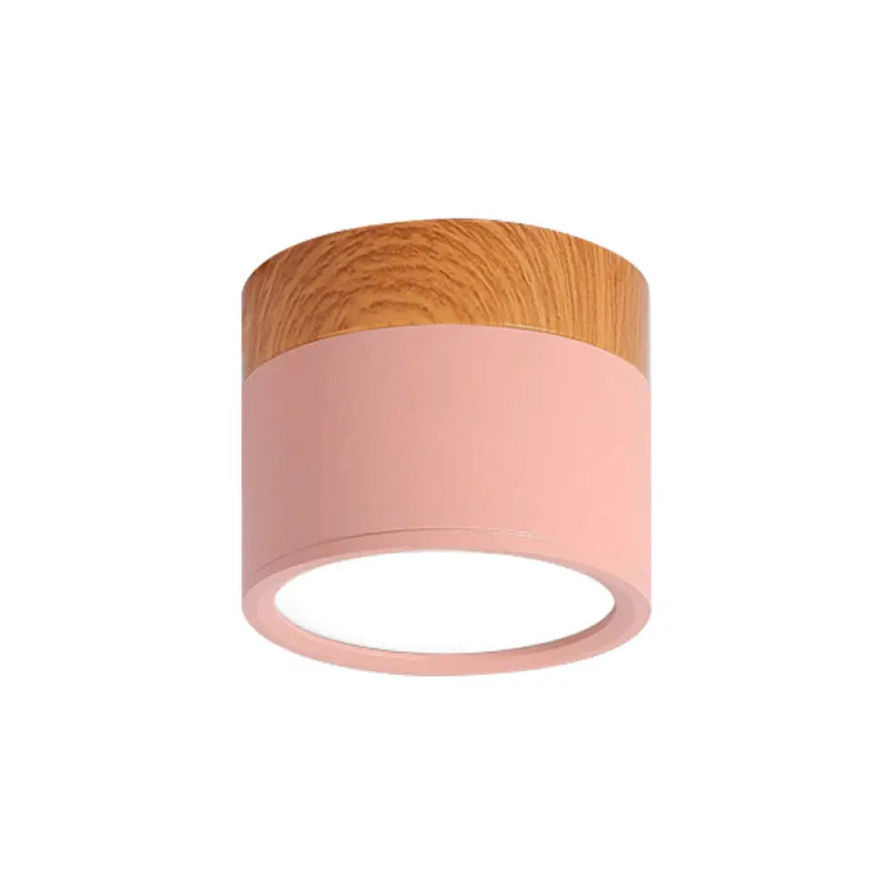 Flush Mount Ceiling Light Compact Cylindrical Metal Energy-Efficient LED