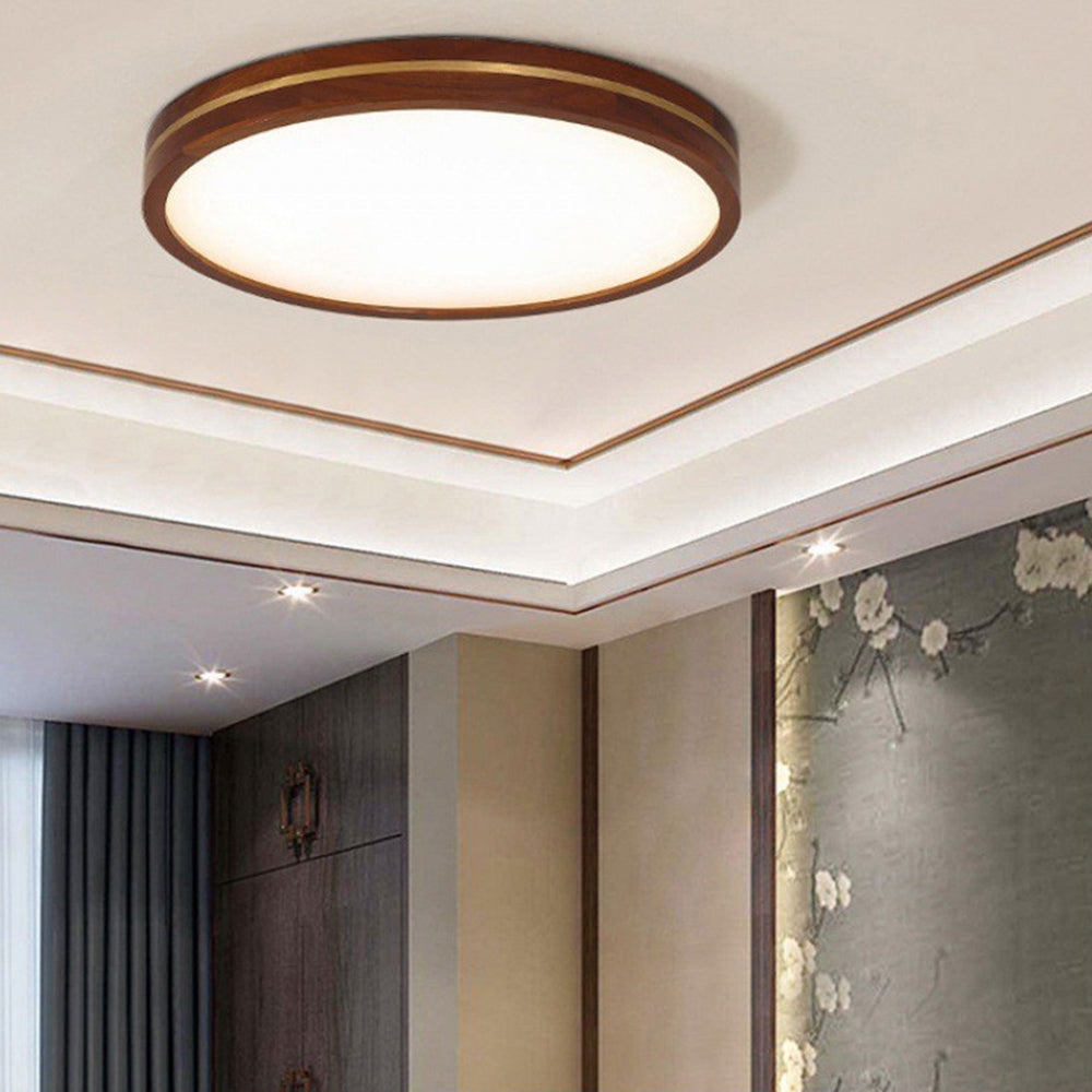 Flush Mount Ceiling Light Dimmable LED Slim Wood Surround