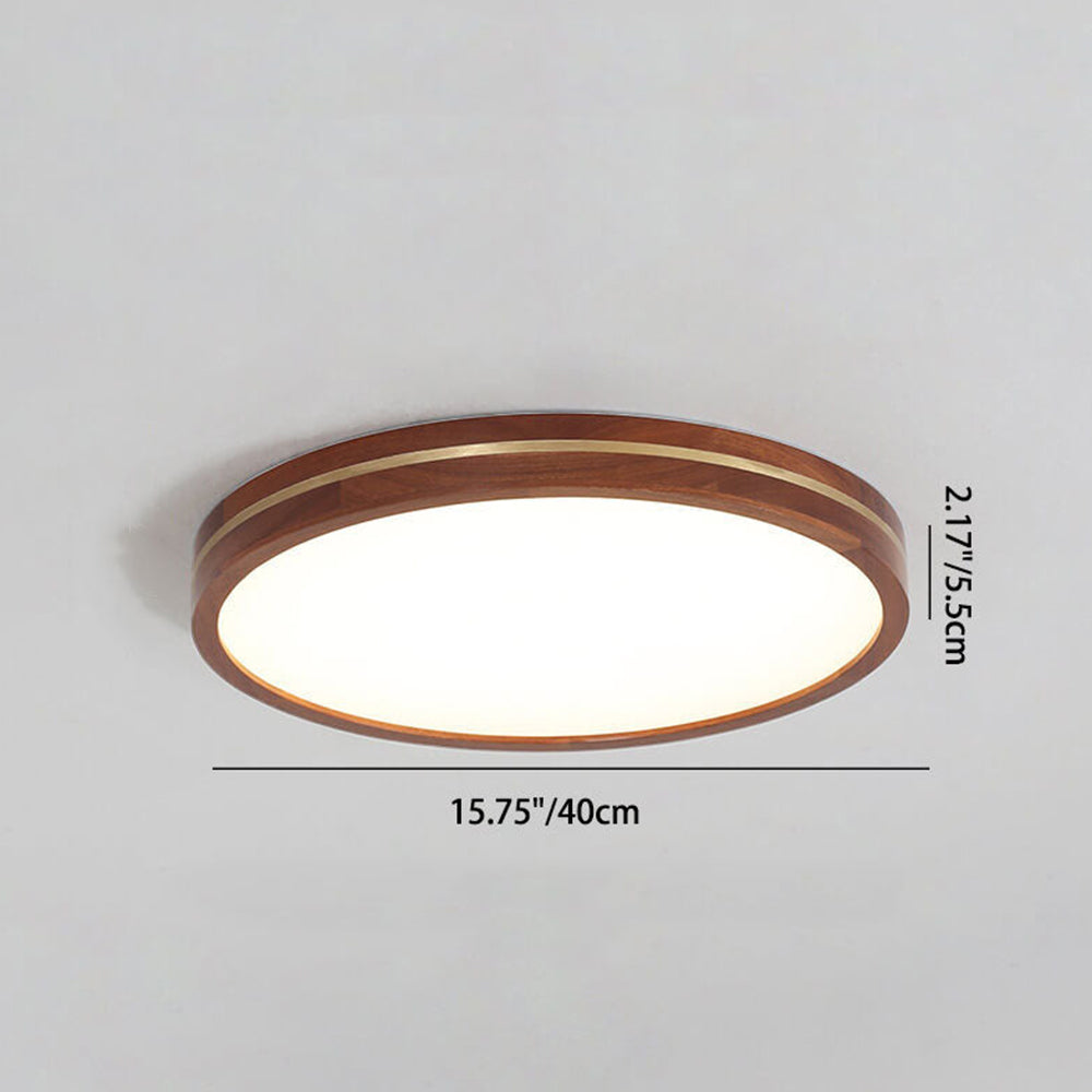 Flush Mount Ceiling Light Dimmable LED Slim Wood Surround