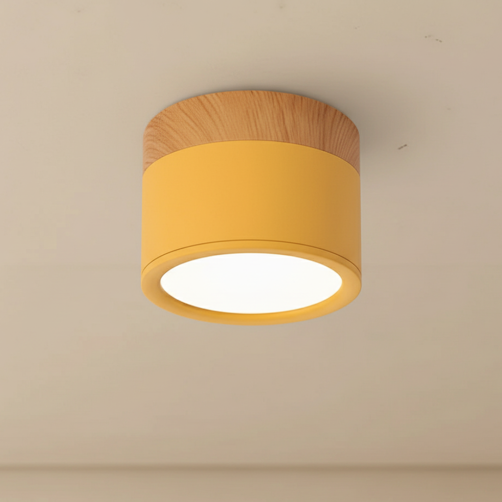 Flush Mount Ceiling Light Energy-Efficient LED Wood-Grain Accent