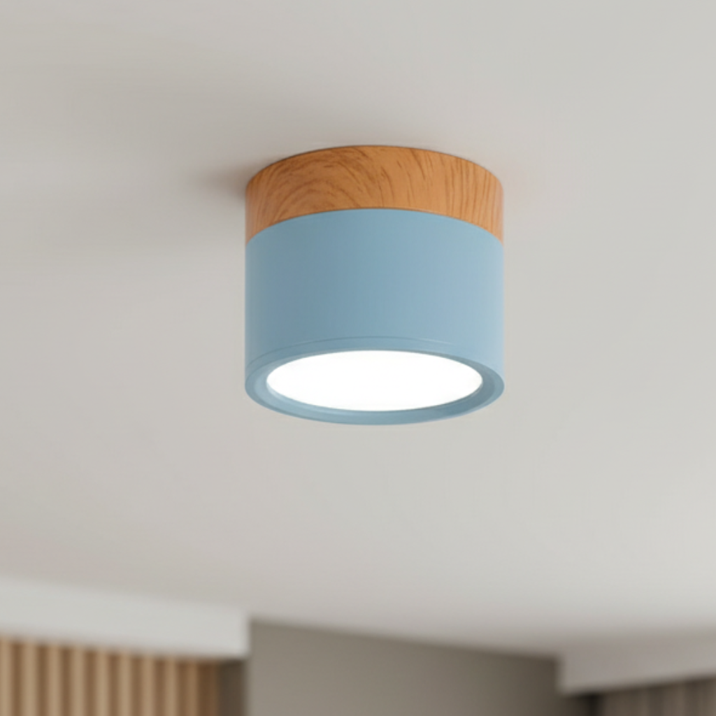 Flush Mount Ceiling Light Energy-Efficient LED Wood-Grain Accent