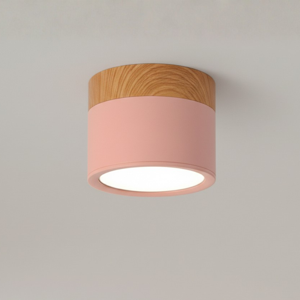 Flush Mount Ceiling Light Energy-Efficient LED Wood-Grain Accent