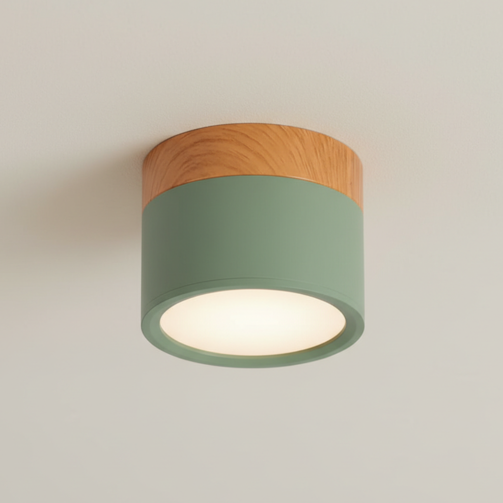 Flush Mount Ceiling Light Energy-Efficient LED Wood-Grain Accent