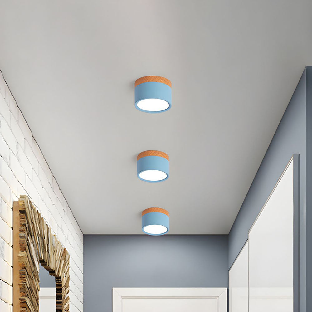 Flush Mount Ceiling Light Energy-Efficient LED Wood-Grain Accent