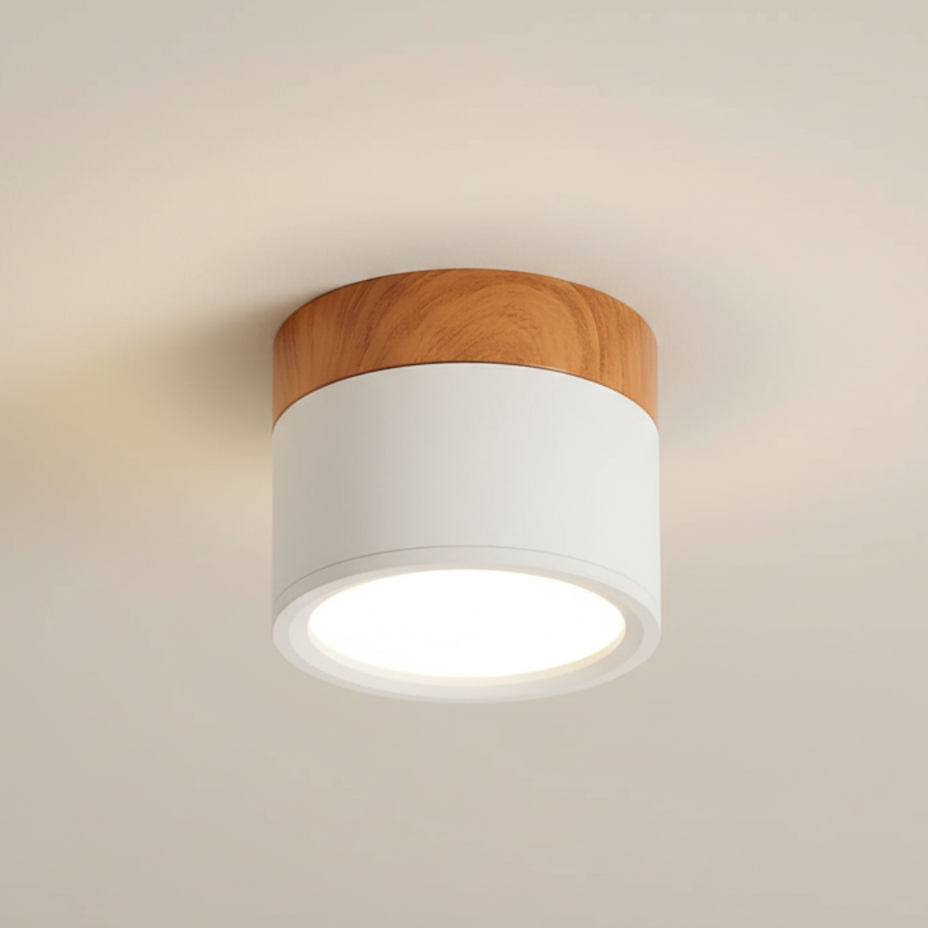 Flush Mount Ceiling Light Energy-Efficient LED Wood-Grain Accent