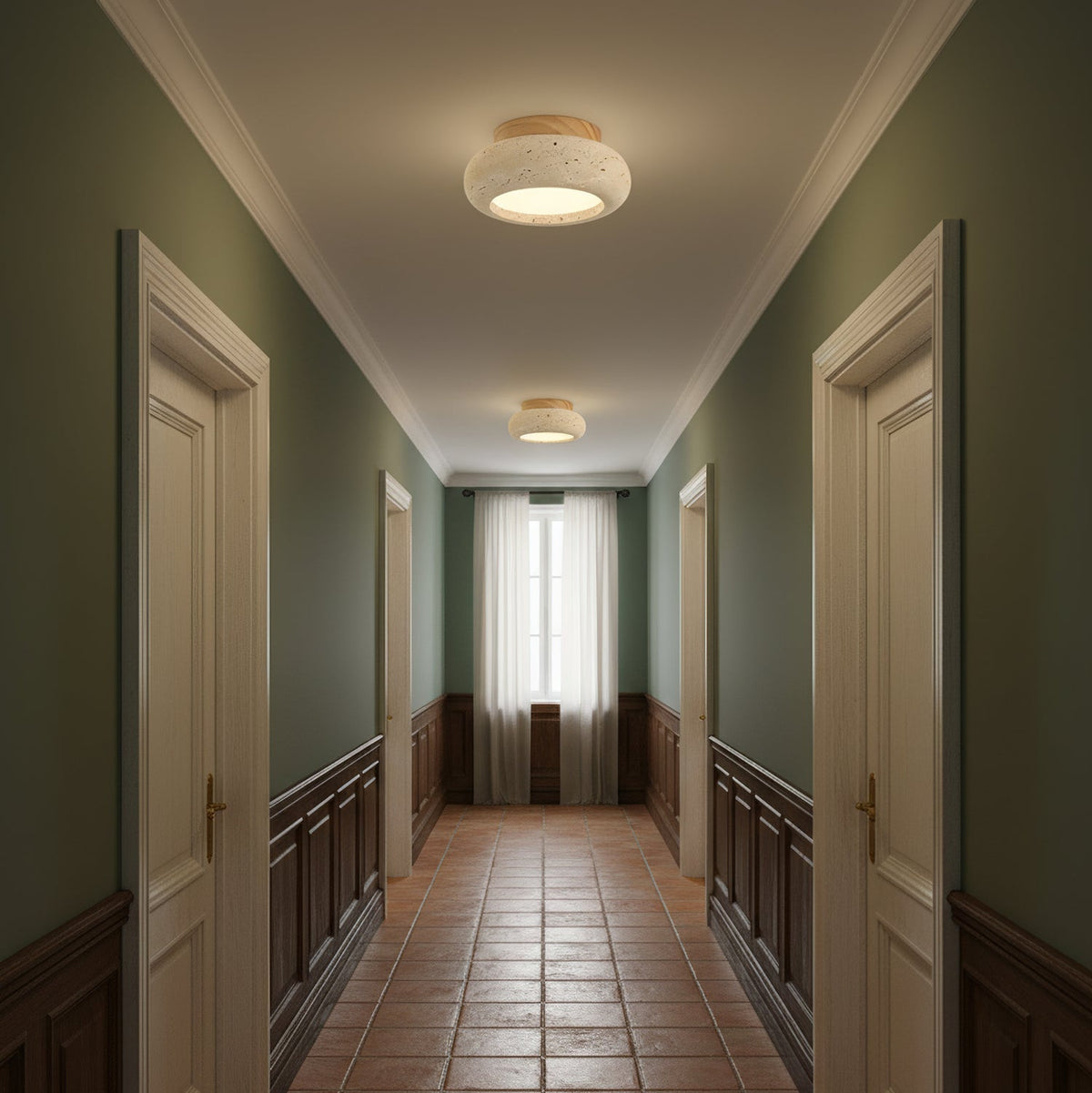 Flush Mount Ceiling Light Energy Efficient Metal & Glass