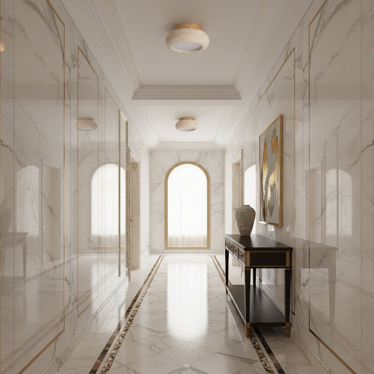 Flush Mount Ceiling Light Energy Efficient Metal & Glass
