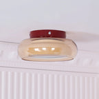 Flush Mount Ceiling Light Integrated LED Amber Glass