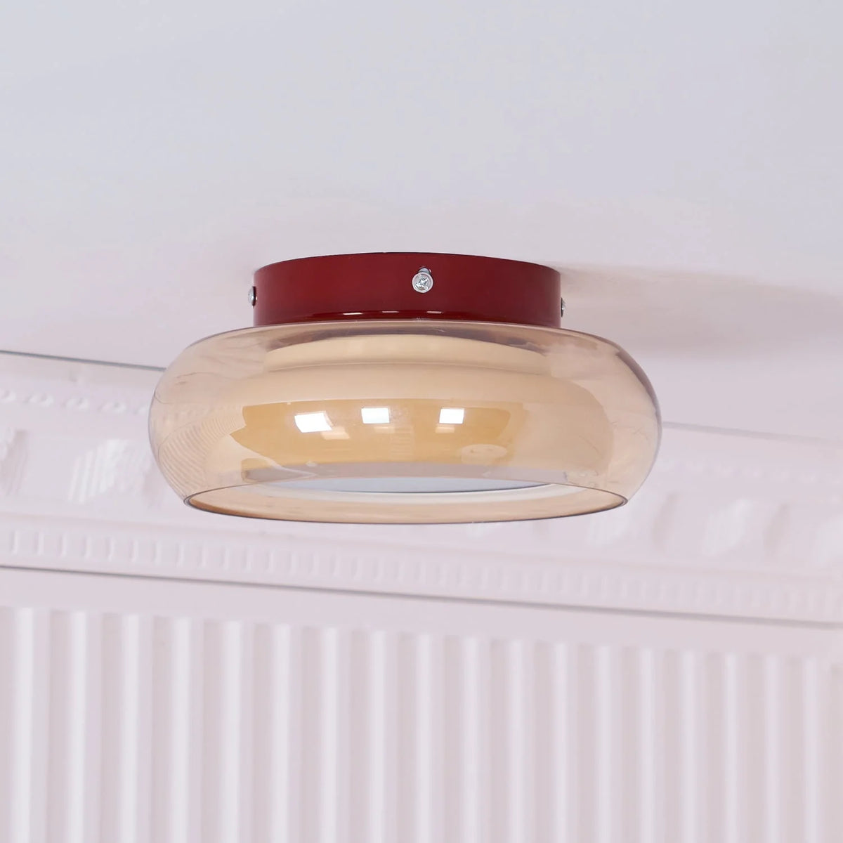 Flush Mount Ceiling Light Integrated LED Amber Glass