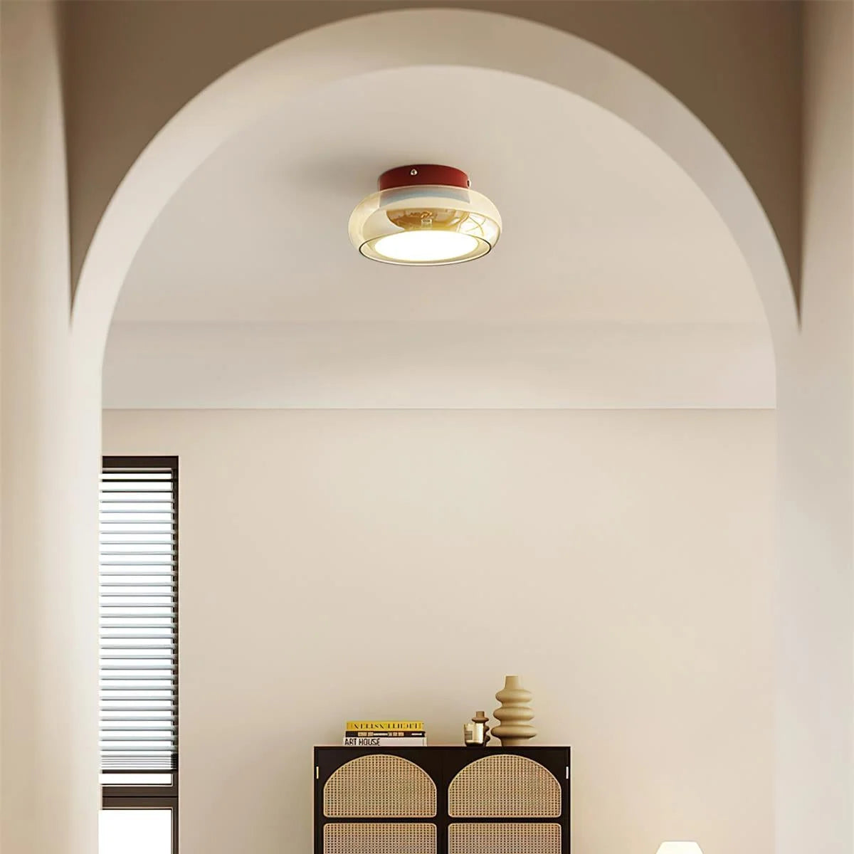 Flush Mount Ceiling Light Integrated LED Amber Glass