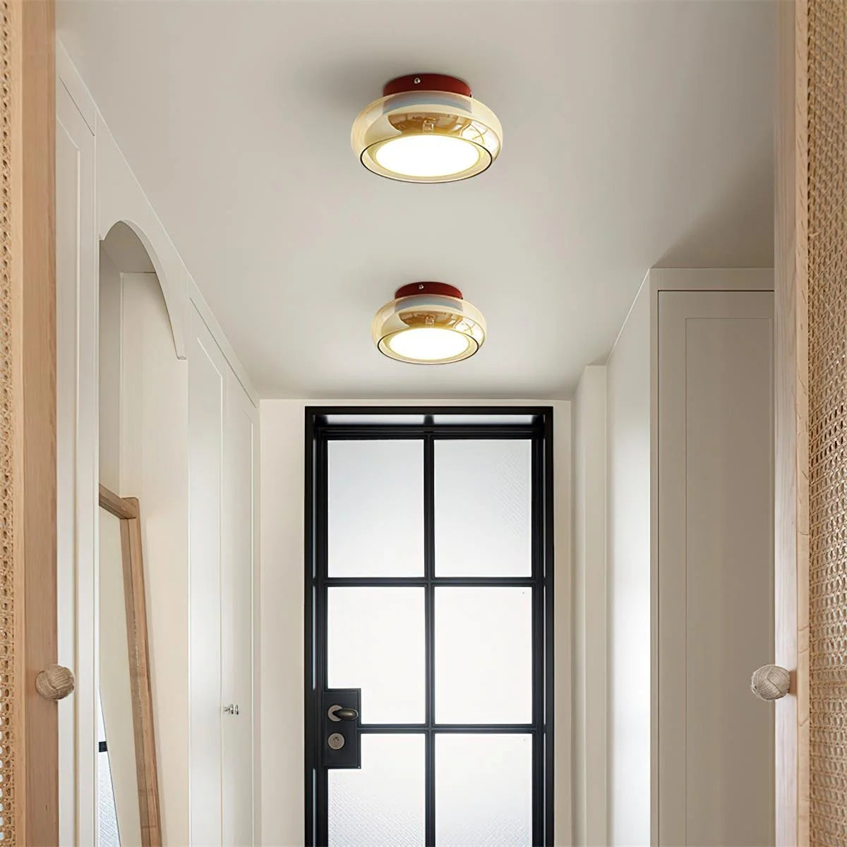 Flush Mount Ceiling Light Integrated LED Amber Glass
