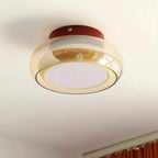 Flush Mount Ceiling Light Integrated LED Amber Glass