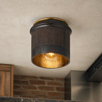 Flush Mount Ceiling Light Matte Black Brass Interior