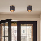 Flush Mount Ceiling Light Matte Black Brass Interior