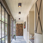 Flush Mount Ceiling Light Matte Black Brass Interior