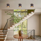 Flush Mount Ceiling Light Matte Black Brass Interior