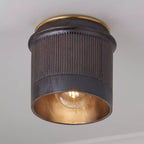 Flush Mount Ceiling Light Matte Black Brass Interior