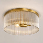 Flush Mount Ceiling Light Ribbed Glass Low Profile