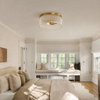 Flush Mount Ceiling Light Ribbed Glass Low Profile