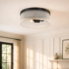 Flush Mount Ceiling Light Ribbed Glass Low Profile