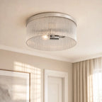 Flush Mount Ceiling Light Ribbed Glass Low Profile