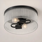 Flush Mount Ceiling Light Ribbed Glass Low Profile
