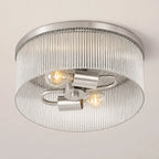 Flush Mount Ceiling Light Ribbed Glass Low Profile