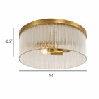 Flush Mount Ceiling Light Ribbed Glass Low Profile