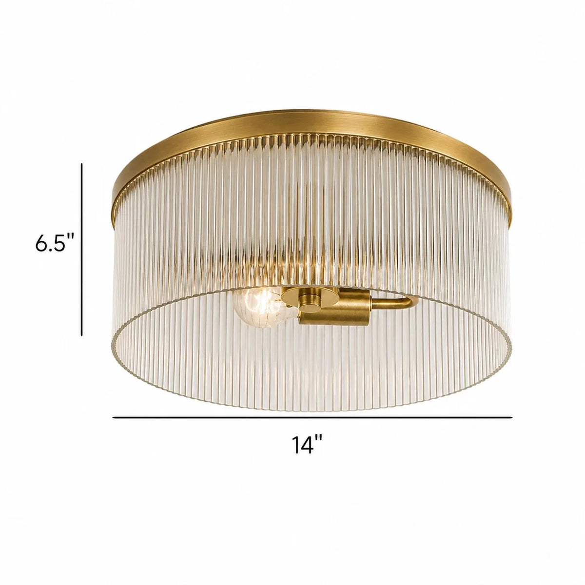 Flush Mount Ceiling Light Ribbed Glass Low Profile