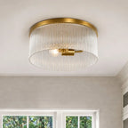Flush Mount Ceiling Light Ribbed Glass Low Profile