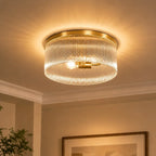 Flush Mount Ceiling Light Ribbed Glass Low Profile