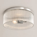 Flush Mount Ceiling Light Ribbed Glass Low Profile