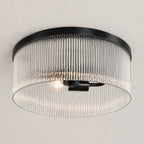Flush Mount Ceiling Light Ribbed Glass Low Profile