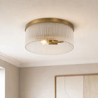 Flush Mount Ceiling Light Ribbed Glass Low Profile