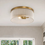 Flush Mount Ceiling Light Ribbed Glass Low Profile
