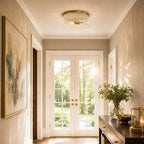 Flush Mount Ceiling Light Ribbed Glass Low Profile