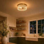 Flush Mount Ceiling Light Ribbed Glass Low Profile