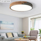 Flush Mount Ceiling Light Scandinavian Wood Acrylic Slim LED
