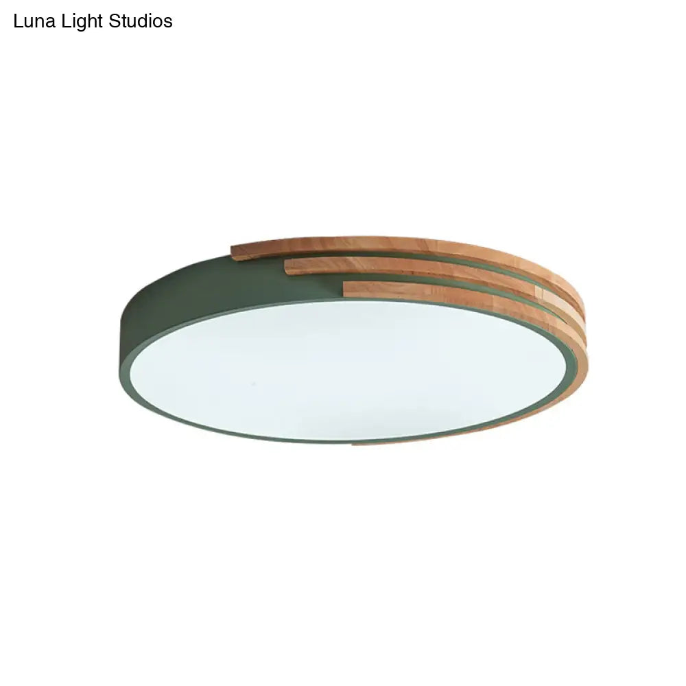 Flush Mount Ceiling Light Scandinavian Wood Acrylic Slim LED