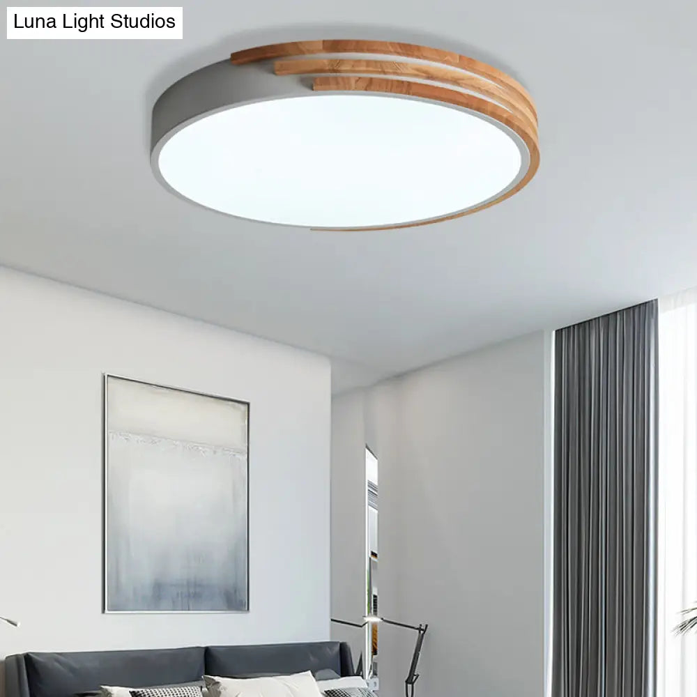 Flush Mount Ceiling Light Scandinavian Wood Acrylic Slim LED