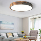 Flush Mount Ceiling Light Scandinavian Wood Acrylic Slim LED