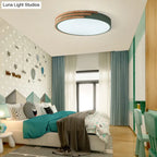 Flush Mount Ceiling Light Scandinavian Wood Acrylic Slim LED