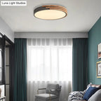 Flush Mount Ceiling Light Scandinavian Wood Acrylic Slim LED