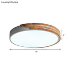 Flush Mount Ceiling Light Scandinavian Wood Acrylic Slim LED