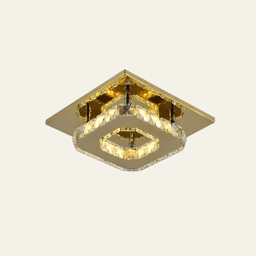 Flush Mount Ceiling Light Square Crystal Integrated LED