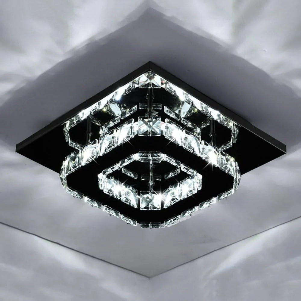 Flush Mount Ceiling Light Square Crystal Integrated LED