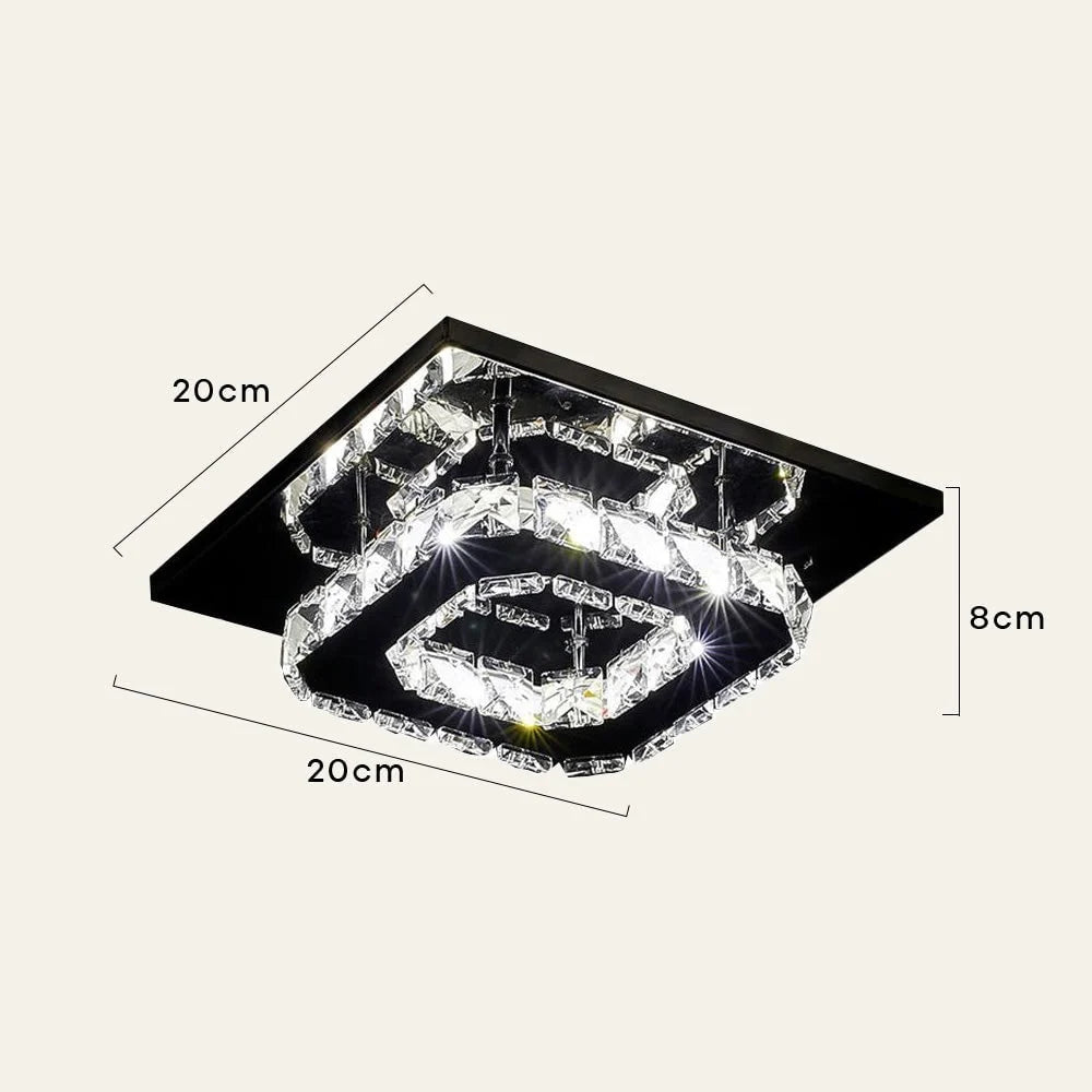 Flush Mount Ceiling Light Square Crystal Integrated LED