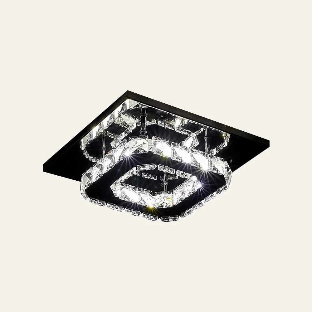Flush Mount Ceiling Light Square Crystal Integrated LED